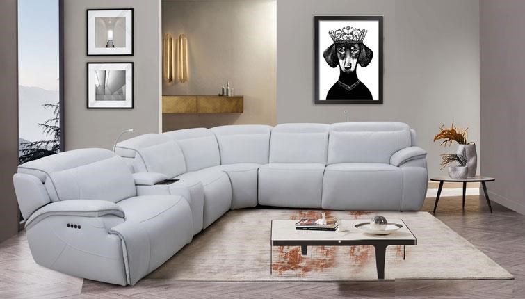 MW Home Cosmo 90105 Cosmo White Cosmo 6Piece Sectional Baer's Furniture Reclining Sectional